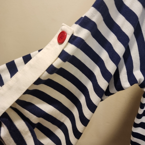 NANETTE LEPORE BLue and Ivory Stripes Roll up Sleeves Swim Cover up size S - Picture 6 of 10